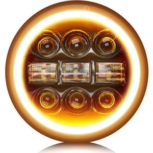 CO LIGHT 5-3/4 5.75 inch LED Halo Motorcycle Headlight Hi/Lo Beam White/Amber DRL Led Projector Sealed Beam Headlight 1PC