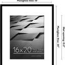 Americanflat 16x20 Picture Frame with Polished Plexiglass - Use as 11x14 Frame with Mat or Display 16x20 Photo Without Mat - Streamline Collection - Thin Border Picture Frames for Wall - Black