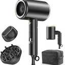 Hair Dryer, 150000RPM Ionic Blow Dryer - Fast Drying, Low Noise, Foldable Portable with Diffuser and Nozzle, Compact Mini for Women and Men, Home and Travel(Black)