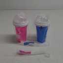 Slushie Cup, 2 Pack Slushy Maker Cup, Frozen Magic Squeeze Cups for Juice Milk Yogurt Ice Cream Make, DIY Smoothie Cooling Cup with Lid & Straw for Kids Friends Family (Blue+Pink)