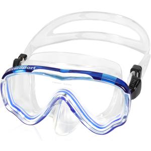 EverSport Swim Goggles Adult with Nose Cover, Anti-fog Clear Diving Mask Wide View No Blurring for Men Women Youth (Transparent Blue)