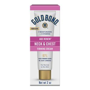 Gold Bond Age Neck & Chest Firming Cream, 2 Oz, Hydrates, Renews, and Visibly Improves Firmness, Texture & Elasticity of Aging Skin, Non-Greasy, Dermatologist-Tested, Hypoallergenic, Unscented