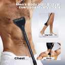 Back Shaver for Men - Retractable Long Handle Back Hair and Body Shavers,Replaceable Multi-Layer Double Blades8PCS, Ergonomic DIY Wet or Dry Shaving Solution-Black