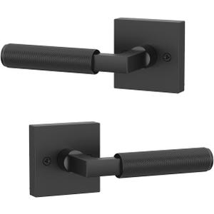 Asidrama 4 Pack Black Dummy Door Handles, Non-Turning Decorative Door Lever with Door Knobs for Closet, French Double Doors, Pantry & Interior Push/Pull Use