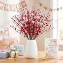 N&T NIETING 6 Valentines Day Decorations Artificial Flowers Berry Twig Stem, Heart Shaped Berry Picks Fake Flowers Bulk Branches Valentine's Day Gifts Anniversary Wedding Home Mothers Day Decor(Mix)