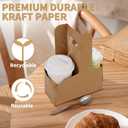 Bodaon 2 Cup Drink Carrier with Handle, 15 Pcs Cardboard Cup Holders, Disposable Drink Carriers for Delivery, Kraft Paper Coffee Cup Holder to Go, Take Out Cup Carriers for Hot/Cold Drinks