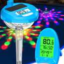 Pircaath 2025 Solar Wireless Pool Thermometer | Dynamic LED Light Show & Dual Backlit Display - Easy Read, 650FT Wireless Transmission | Floating Pool Water Temperature Gauge for Pools & Spas