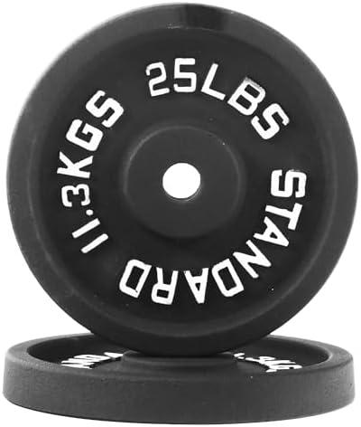 Fitvids 1 Inch Standard Barbell Weight Plates, 25LB Plates for Home Gym Strength Training, Deep Grip Edge