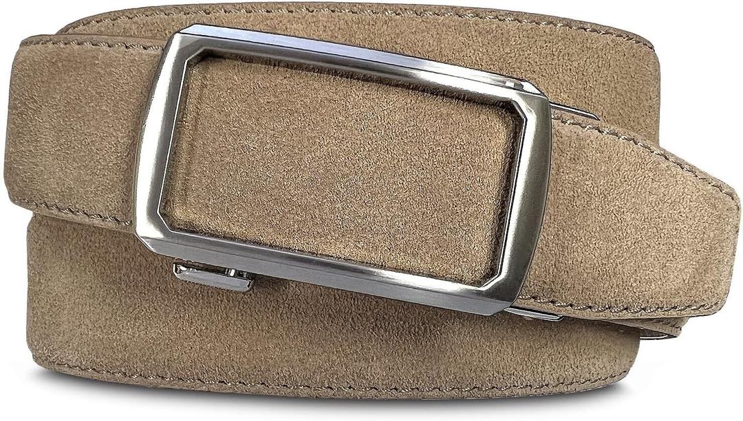 Men's Suede Leather Belt Genuine Leather Casual Dress Belt or Ratchet Belt Multi Color & Width Style (Size 36/38)