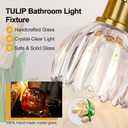 4-Light Bathroom Light Fixtures, 27" Brushed Gold Vanity Lights for Bathroom with Ribbed Clear Tulip Glass Shade, Vintage Bathroom Vanity Lighting Fixtures Over Mirror for Bedroom Living Room Hallway