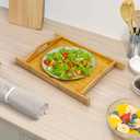 Bam & Boo Natural Bamboo Serving Tray with Handles and Stylized Accents for Kitchen, Bathroom, Décor (9" x 8")