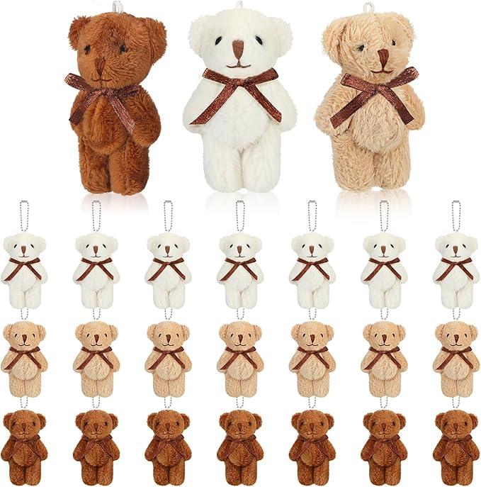 Jenaai Mini Bears with Bow Tie 2.35 Inch Plush Stuffed Tiny Bears Doll Bulk Small Animal for Graduation Gift Birthday Gifts Party Favors DIY Keychain Crafts