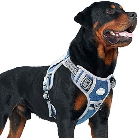 AUROTH Tactical Dog Harness for Small Medium Large Dogs No Pull Adjustable Pet Harness Reflective K9 Working Training Easy Control Pet Vest Military Service Dog Harnesses (L, Denim Blue)