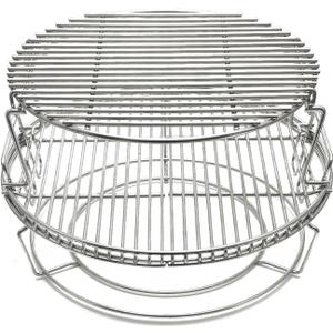 S28 3 Tier 5 Piece 304 Stainless Steel Grill Stack Rack Replacement Kit for Big Green Egg Large, Rack for Eggspander 5 Piece Kit Conveggtor Basket