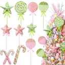 10 Pcs Pastel Large Sweet Candy Christmas Ornament 16'' Snowflake Giant Lollipop Candy Cane Ornaments with Stick Macaron Peppermint Xmas Decor for Christmas Tree Holiday Party(Classic)