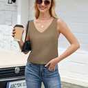 JTD Womens Silk Satin Tank Tops V Neck Dressy Casual Sleeveless Blouses Cami Camisole Summer Basic Tank Shirt Khaki (M)