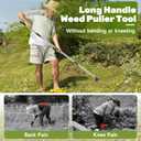 60" Weed Puller Tool with Long Handle and 17" Weeding Tools Gardening Set, Dual Side Hand Weed Rake and Hoe Garden Weeder, Uprooting Weed Pulling Remover Tool for Yard, Patio, Lawn and Garden Planting
