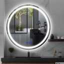 24" LED Round Bathroom Mirror – Front & Backlit Lighted Vanity Mirror, Wall-Mounted with Smart Memory Touch, Stepless Dimming, Anti-Fog, Shatterproof Design