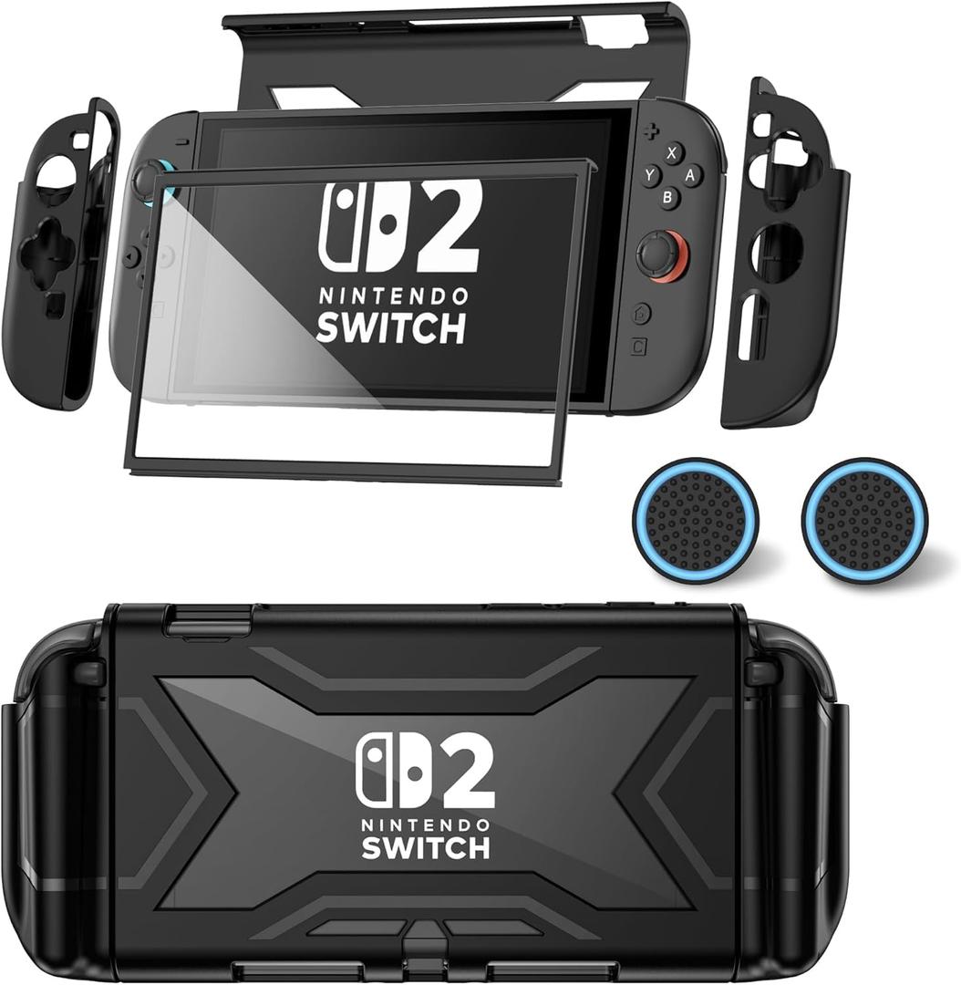 for Nintendo Switch 2 Case 2025 [Built-in Screen & Lag-Free Touch] [Magnetic Joy Con Controllers Friendly],360Shockproof Design Cover Accessories for Nintendo Switch 2 & 2 X Thumb Grip