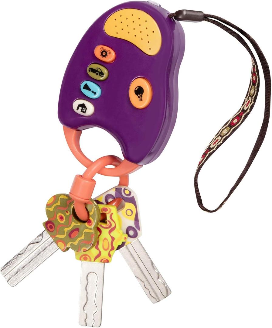 B. toys  Toy Car Keys  Key Fob with Lights & Sounds  Interactive Baby Toy  Pretend Keys for Babies, Toddlers  10+ Months  FunKeys  Purple