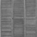 3 Panel Wood Room Divider 5.7 Ft Tall Privacy Wall Divider 67.7" x 16.9" Each Panel Folding Wood Screen for Home Office Bedroom Restaurant Gray