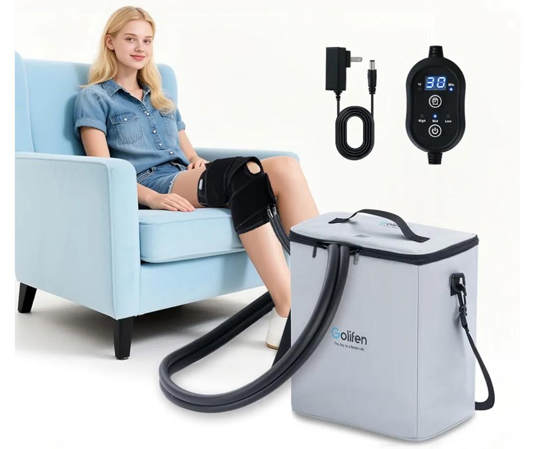 Cold Therapy Machine with Programmable Timer, Portable Ice Machine for Knee After Surgery, Cryotherapy Pain Relief with Compression Pad