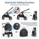 X-5 Luxury Pet Stroller for Medium Dog Up to 55 lbs or 2 Small Dogs Cats, 3-in-1 Detachable Carrier & Car Seat, One-Touch Folding, Adjustable Handle, All-Terrain Wheels (Black)
