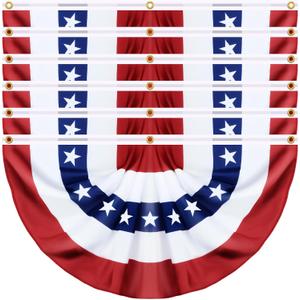 6 Pack 3x6 FT American Bunting Flag 4th of July Decorations Outdoor, Patriotic USA Pleated Fan Flags Banner for 250th Anniversary, Independence Day Porch, Red White and Blue Memorial Day Outside Decor