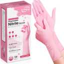 Disposable Nitrile Dishwashing Gloves, Extended 12 Inches Cuff, 6-mil, Cherry Blossom Cleaning Gloves, Latex-Free (Small)