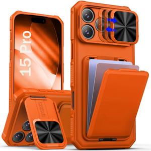 SSLOTSCASE for iPhone 15 Pro Case with Kickstand, Light Red