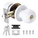 uxcell Modern White Round Door Knob, Zinc Alloy, Easy Install, Durable, Privacy Lock, Fits 35mm-40mm Doors