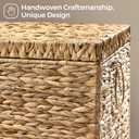 Handwoven Storage Basket with Lid, 165L Wicker Storage Bin, Natural Water Hyacinth, Leather Buckle & Metal Frame, Metal Ring Handles for Easy Transport, Storage Chest & Trunk for Bedroom, Living Room