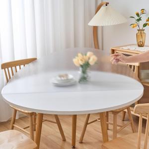 44 Inch Round Frosted Table Cover Protector, 2mm Thick Round Frosted Table Protector for Dining Room Table, Waterproof Round Plastic Vinyl Pad