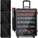Miniatures Storage Case Miniatures Transport Case.Stackable Carrying Case with Trolley & 360° Wheels 6 Trays. Aluminum Alloy Frame with Lock Slot (X-Large Size:14 * 16 * 20.5in)