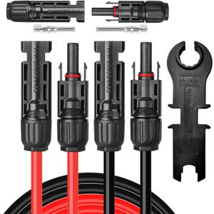 30 Feet 10AWG Solar Extension Cable with Female and Male Connector, Twin Wire Solar Panel Wire Adapter for Home, Shop and RV Solar Panels (30FT Red + 30FT Black)