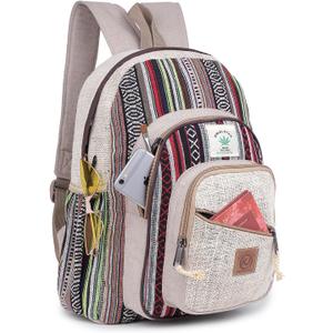 Natural Handmade Large Multi Pocket Hemp Nepal Backpack
