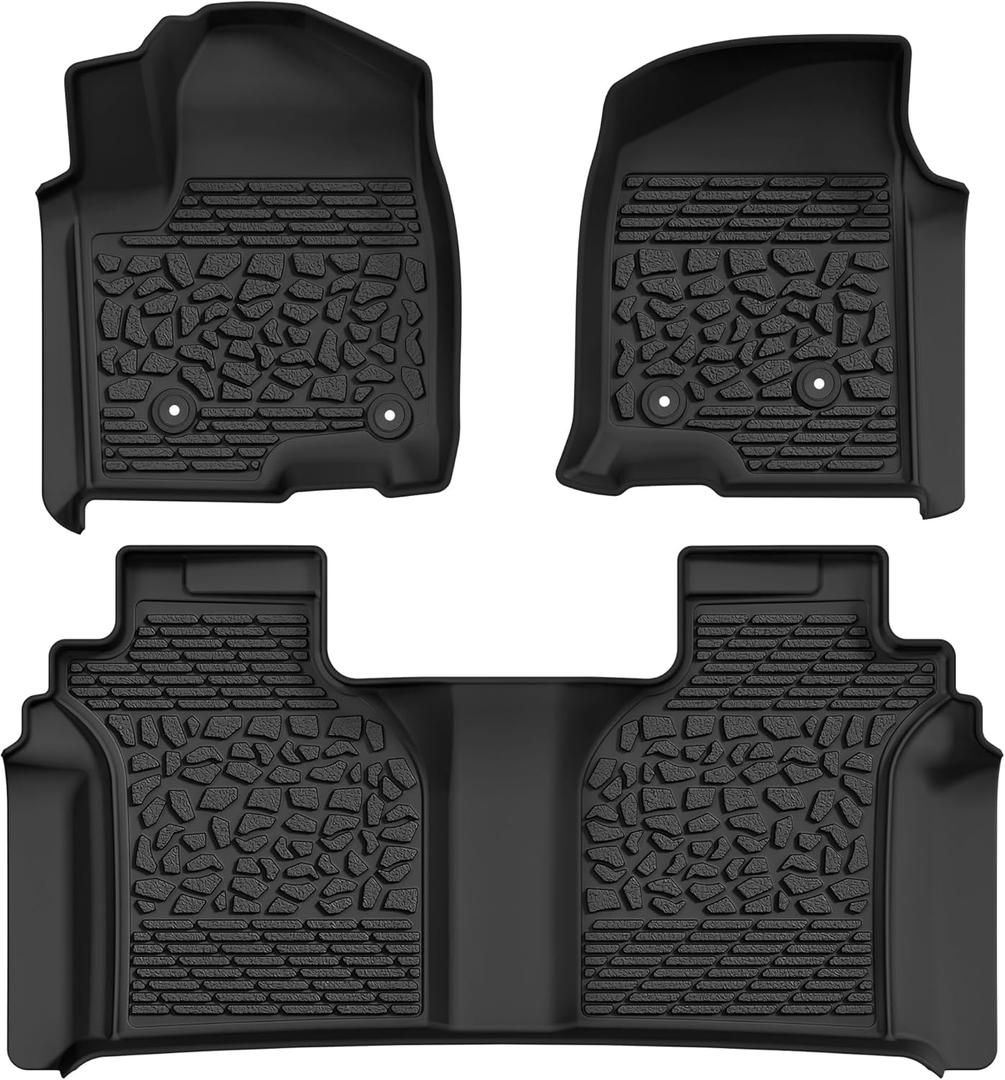 AUTOSAVER88 Floor Mats Fit for 2019-2023 2024 Dodge Ram 1500, All Weather Dodge Ram 1500 TPE Anti-Slip Floor Liners, 1st and 2nd Row, Black