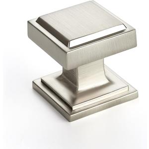 Ravinte 15 Pack Brushed Nickel Square Kitchen Cabinet Knobs,Zinc Solid Drawer Pulls,Farmouse Cabinet Handles for Cupboard, Closet, Dresser and Bathroom, Modern Cabinet Hardware for Cabinets