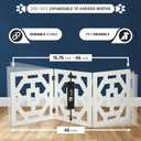 Freestanding Dog Gate Expandable Decorative Wooden Fence for Small to Medium Pet Dogs, Barrier for Stairs, Doorways, & Hallways, Art Deco 46.5"W x 19"H