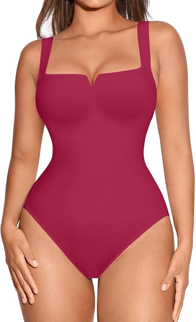 FeelinGirl Square Neck Bodysuit for Women Sleeveless Tummy Control Slimming Bodysuit Going Out Tank Tops (3X-Large)