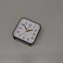 Small Analog Travel Alarm Clock, Battery Operated Clock, Quieter Bedside Alarm Clocks for Bedrooms Bathroom Living Room Kitchen Shelf, Black