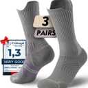 Womens Coolmax Bamboo Viscose Compression Running Crew Socks, Moisture-Wicking Anti-Blister Hiking&Gym Athletic (Medium, Light Grey)