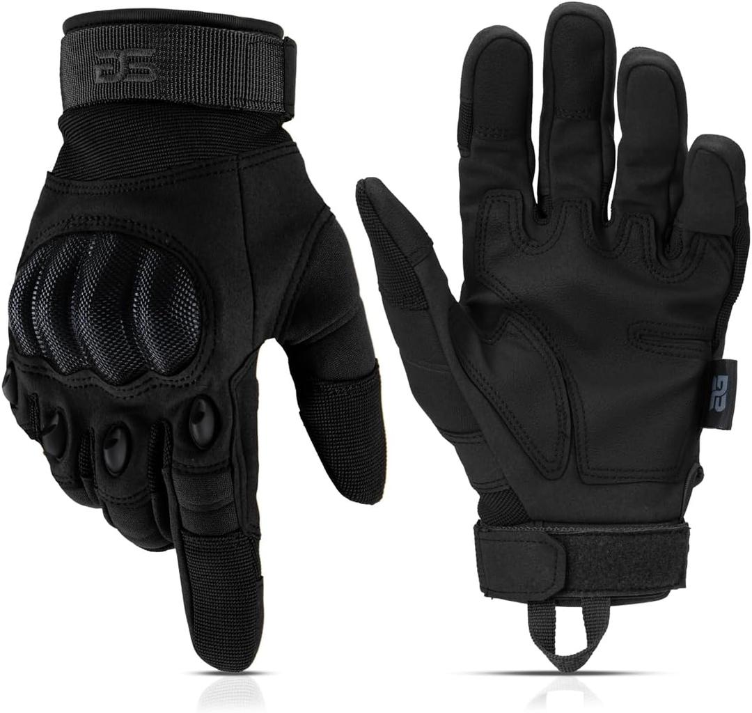 Glove Station Gloves for Men  Touchscreen Utility Gear with Hard Knuckle Protection Used in Motorcycle, Airsoft, Combat, & Outdoor Work Black - Hard Knuckle Small