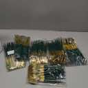 Lullaby 150PCS Gold Plastic Silverware - Disposable Flatware with Green Handles, Includes 50 Knives, 50 Forks, 50 Spoons, Perfect for Birthdays, Weddings, Picnics