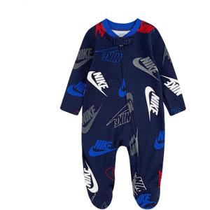 Nike Baby Boy Logo Sleep & Play Full Zip Coverall (Midnight Navy/ Red, 3 Months)