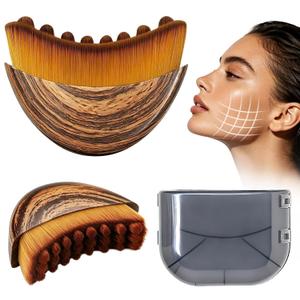 4 x Lymphatic Contour Face Brush For Sculpting Improves Skin Glow | Made With High Quality Soft Bristles For Anti-Puffiness, Detox & Lifting, Gua Sha, And Makeup Brushes