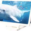 10" Big Screen Phone Magnifier, Screen Magnifier for Cell Phone, 3D HD Foldable Design Screen Magnifier Version for Movies, Videos and Gaming ((White)