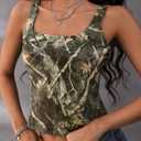Women's Camo Workout Tank Tops Summer Scoop Neck Sleeveless Athletic Shirts (S)