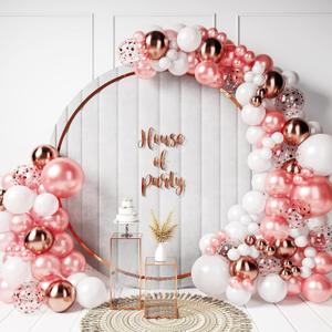 HOUSE OF PARTY Rose Gold Balloon Arch Kit - 160 Pcs | White, Pink, Silver Confetti, Dusty Rose Gold Balloons Garland for Graduation, Photo Booth Backdrop, Baby Bridal Shower Party Decorations