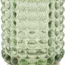 DASITON Makeup Brush Holder Organizer, Crystal Cosmetic Make Up Brush Holder, Glass Makeup Brushes Storage Organizer, Vintage Make Up Cup Desk Pen Pencil Holder, Toothbrush Holders (Green L)